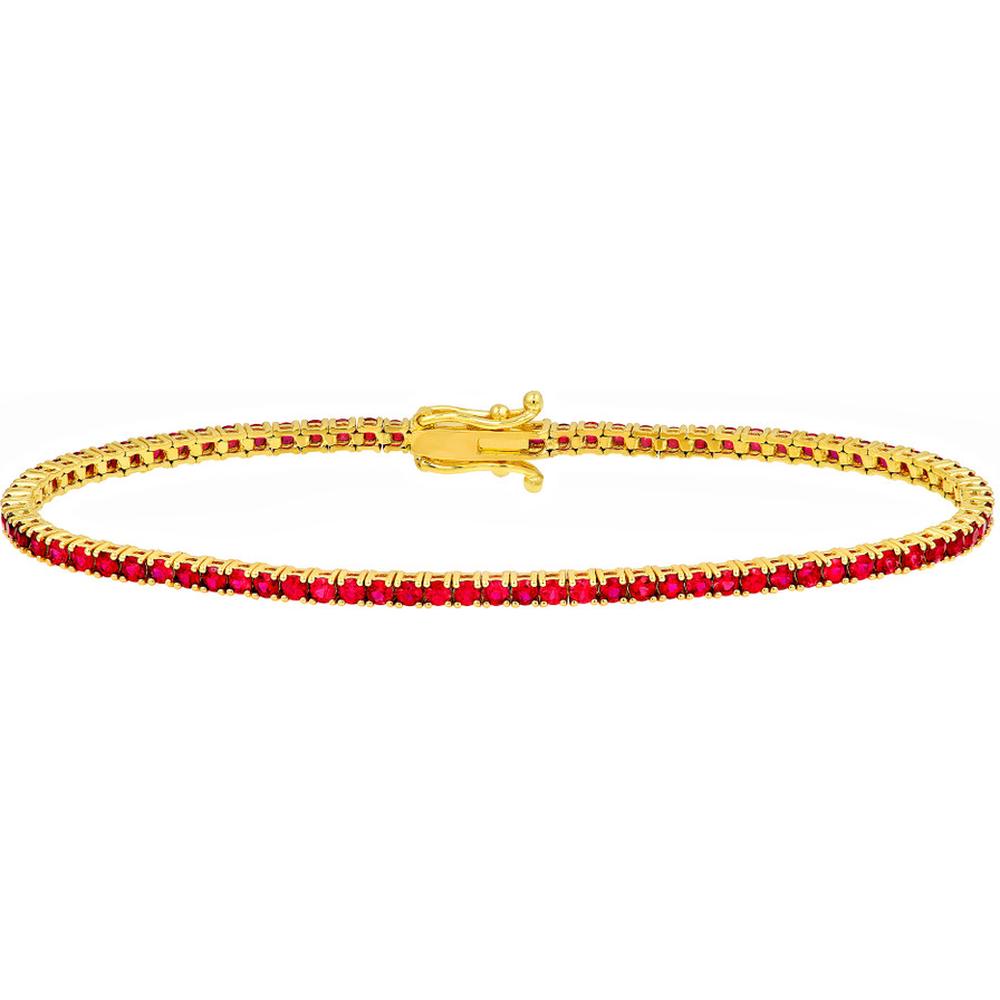 Olas d'Oro - 14K Yellow Gold Ruby Tennis Bracelet - 4.10 Carat Total Ruby Weight