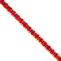 Olas d'Oro - 14K Yellow Gold Ruby Tennis Bracelet - 4.10 Carat Total Ruby Weight