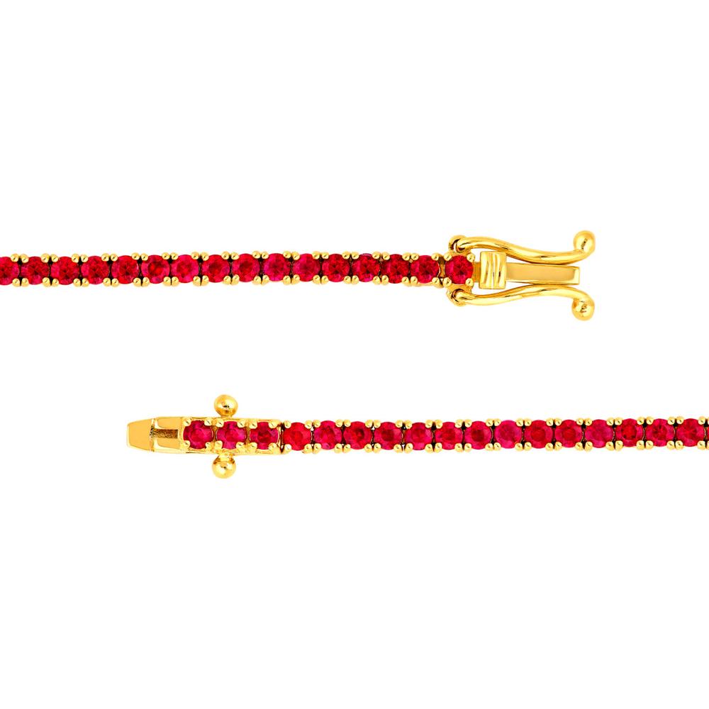 Olas d'Oro - 14K Yellow Gold Ruby Tennis Bracelet - 4.10 Carat Total Ruby Weight