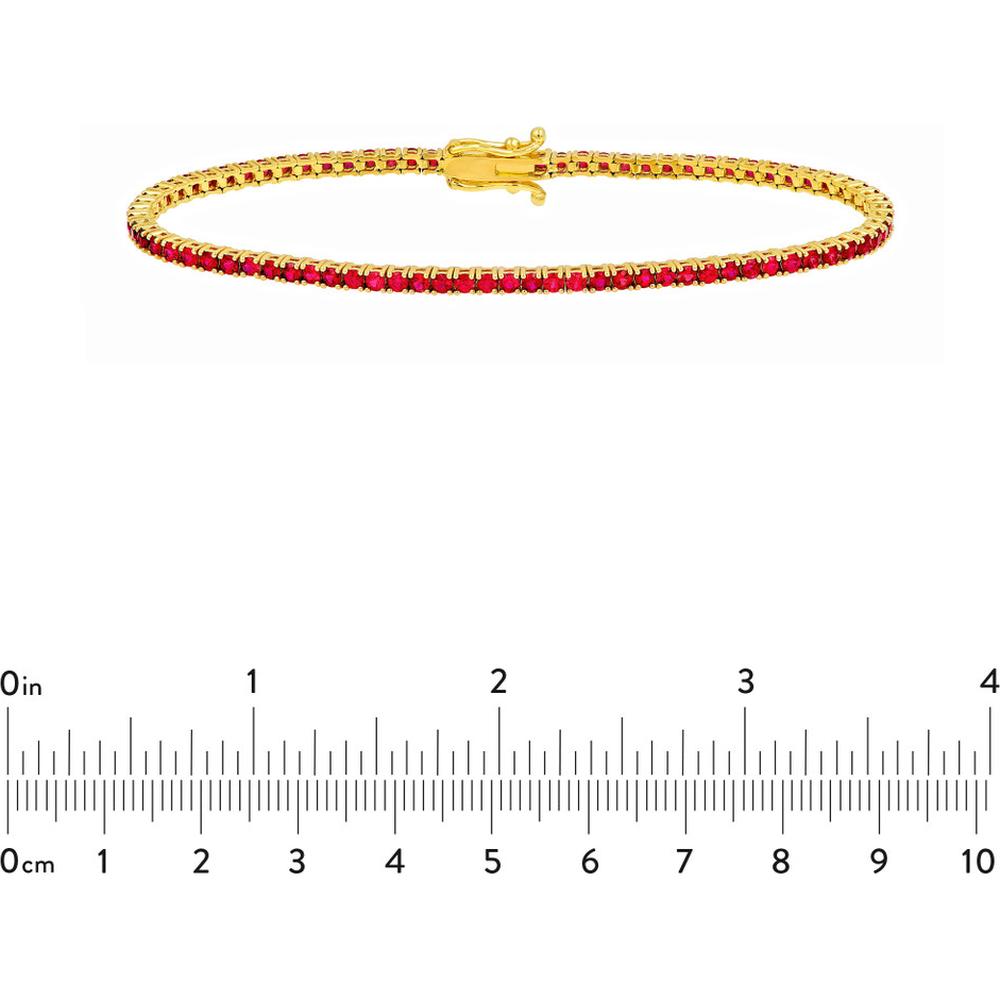 Olas d'Oro - 14K Yellow Gold Ruby Tennis Bracelet - 4.10 Carat Total Ruby Weight