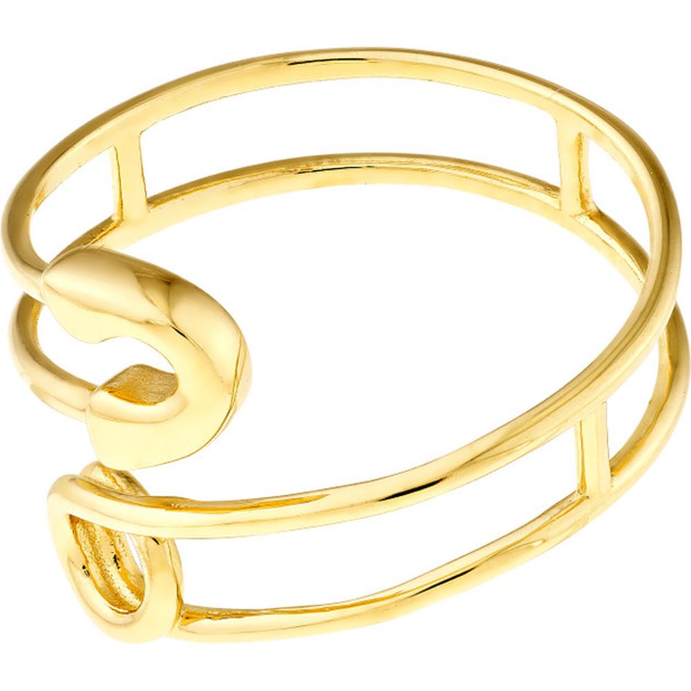 Olas d'Oro - 14K Yellow Gold Safety Pin Bypass Ring - Size 7 - Modern Fashion Jewelry