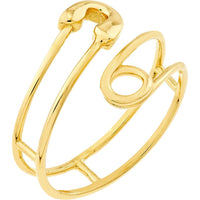 Olas d'Oro - 14K Yellow Gold Safety Pin Bypass Ring - Size 8