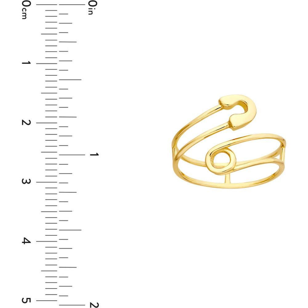 Olas d'Oro - 14K Yellow Gold Safety Pin Bypass Ring - Size 8