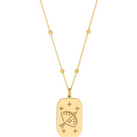 Olas d'Oro - 14K Yellow Gold Sagittarius Engraved Pendant with Celestial Detailing - 1.75 Grams Total Weight