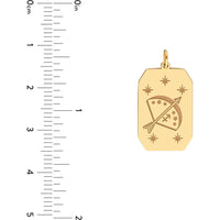 Olas d'Oro - 14K Yellow Gold Sagittarius Engraved Pendant with Celestial Detailing - 1.75 Grams Total Weight