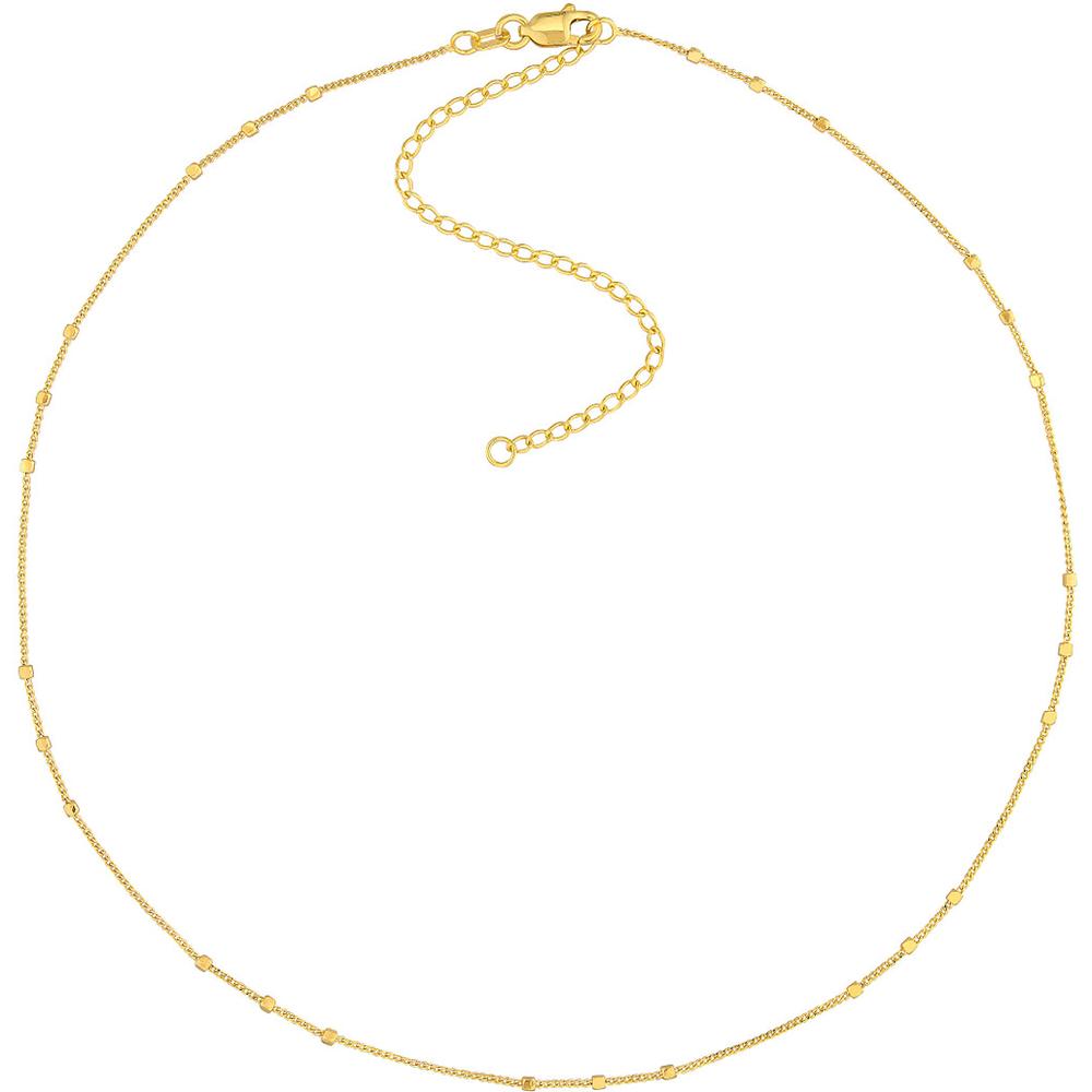 Olas d'Oro - 14K Yellow Gold Saturn Choker Chain with Square Beads - 2.12 Grams