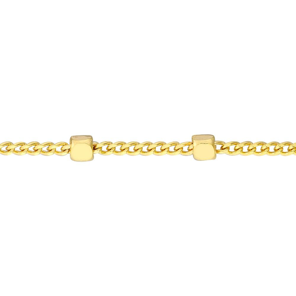 Olas d'Oro - 14K Yellow Gold Saturn Choker Chain with Square Beads - 2.12 Grams