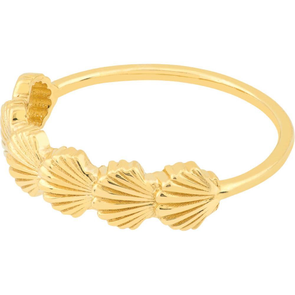 Olas d'Oro - 14K Yellow Gold Scallop Seashell Band Ring - Size 7