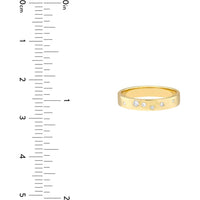 Olas d'Oro - 14K Yellow Gold Scattered Diamond Polished Band - 0.07 Carat Total Diamond Weight