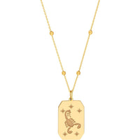 Olas d'Oro - 14K Yellow Gold Scorpio Engraved Pendant with Celestial Stars - 1.73 Grams Weight