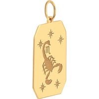 Olas d'Oro - 14K Yellow Gold Scorpio Engraved Pendant with Celestial Stars - 1.73 Grams Weight