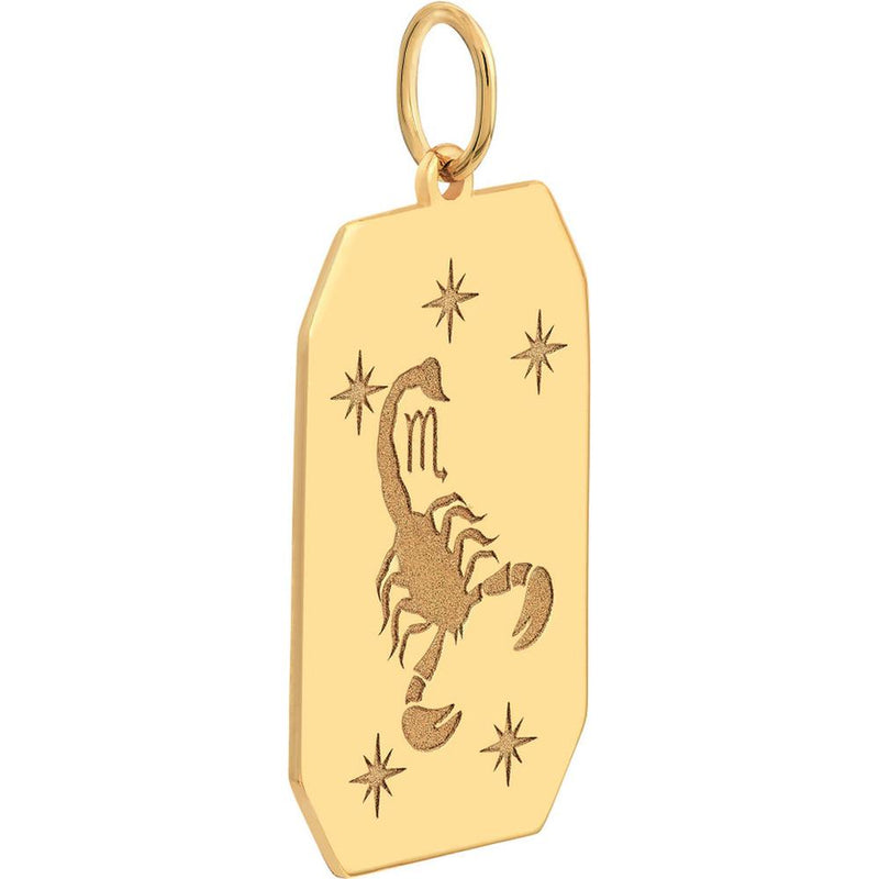 Olas d'Oro - 14K Yellow Gold Scorpio Engraved Pendant with Celestial Stars - 1.73 Grams Weight