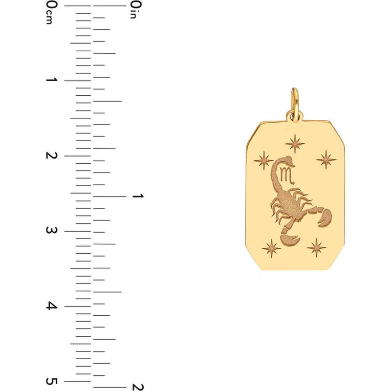 Olas d'Oro - 14K Yellow Gold Scorpio Engraved Pendant with Celestial Stars - 1.73 Grams Weight