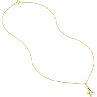 Olas d'Oro - 14K Yellow Gold Script "A" Initial Necklace with Diamond Bezel - 0.02 Carat Total Diamond Weight