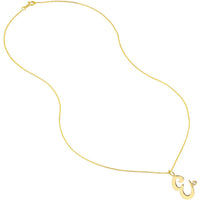 Olas d'Oro - 14K Yellow Gold Script E Initial Necklace with Diamond Bezel - 1.7mm Diamond