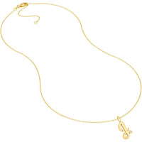 Olas d'Oro - 14K Yellow Gold Script 'J' Necklace with 1.7mm Diamond Bezel - 0.02 Carat Diamond Weight