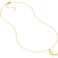 Olas d'Oro - 14K Yellow Gold Script 'K' Diamond Bezel Pendant Necklace - 0.02 Carat Diamond