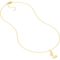 Olas d'Oro - 14K Yellow Gold Script 'L' Diamond Bezel Pendant Necklace - 0.02 Carat Total Diamond Weight