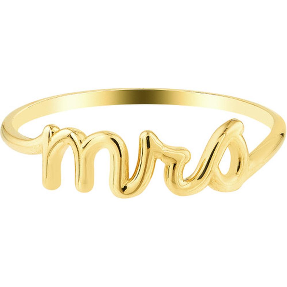 Olas d'Oro - 14K Yellow Gold Script Mrs Ring - Size 8