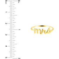 Olas d'Oro - 14K Yellow Gold Script Mrs Ring - Size 8