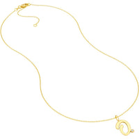 Olas d'Oro - 14K Yellow Gold Script 'O' Initial Necklace with Diamond Bezel - 0.02 Carat Total Diamond Weight