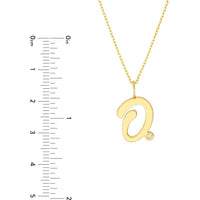 Olas d'Oro - 14K Yellow Gold Script 'O' Initial Necklace with Diamond Bezel - 0.02 Carat Total Diamond Weight