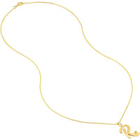 Olas d'Oro - 14K Yellow Gold Script 'R' Diamond Bezel Pendant Necklace with Adjustable Chain - 0.02 Carat Diamond Total Weight