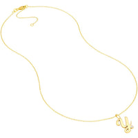 Olas d'Oro - 14K Yellow Gold Script 'Y' Necklace with Diamond Bezel - 0.02 Carat Total Diamond Weight