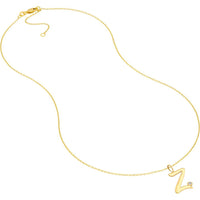 Olas d'Oro - 14K Yellow Gold Script 'Z' Pendant Necklace with Bezel-Set 1.7mm Diamond - 0.02 Carat Total Diamond Weight