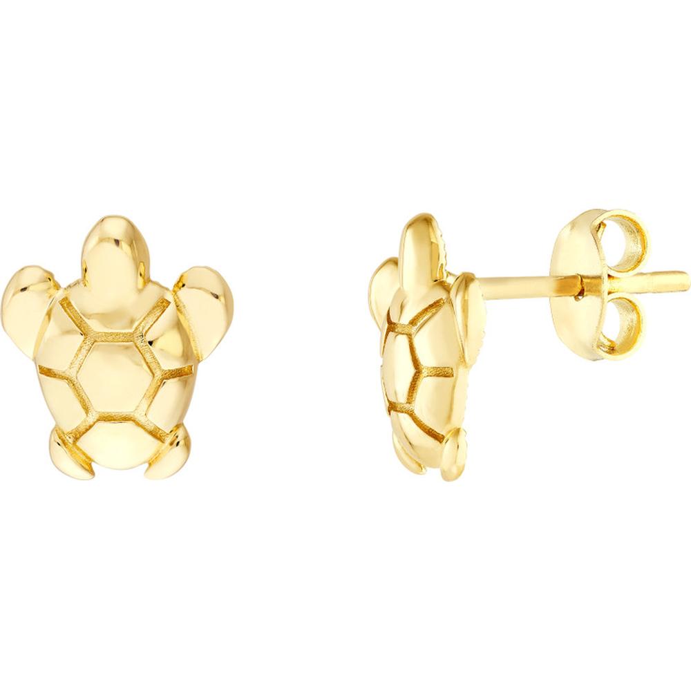 Olas d'Oro - 14K Yellow Gold Sea Turtle Micro Stud Earrings