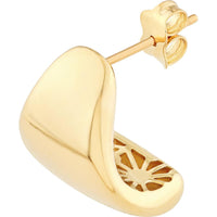 Olas d'Oro - 14K Yellow Gold Semi Hoop Earrings Classic Chic Design with Post & Nut Closure