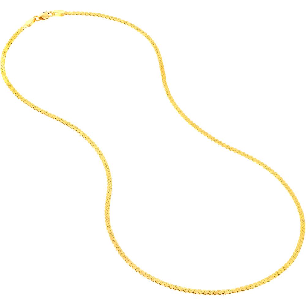 Olas d'Oro - 14K Yellow Gold Serpentine Chain Necklace - 16" with Lobster Clasp
