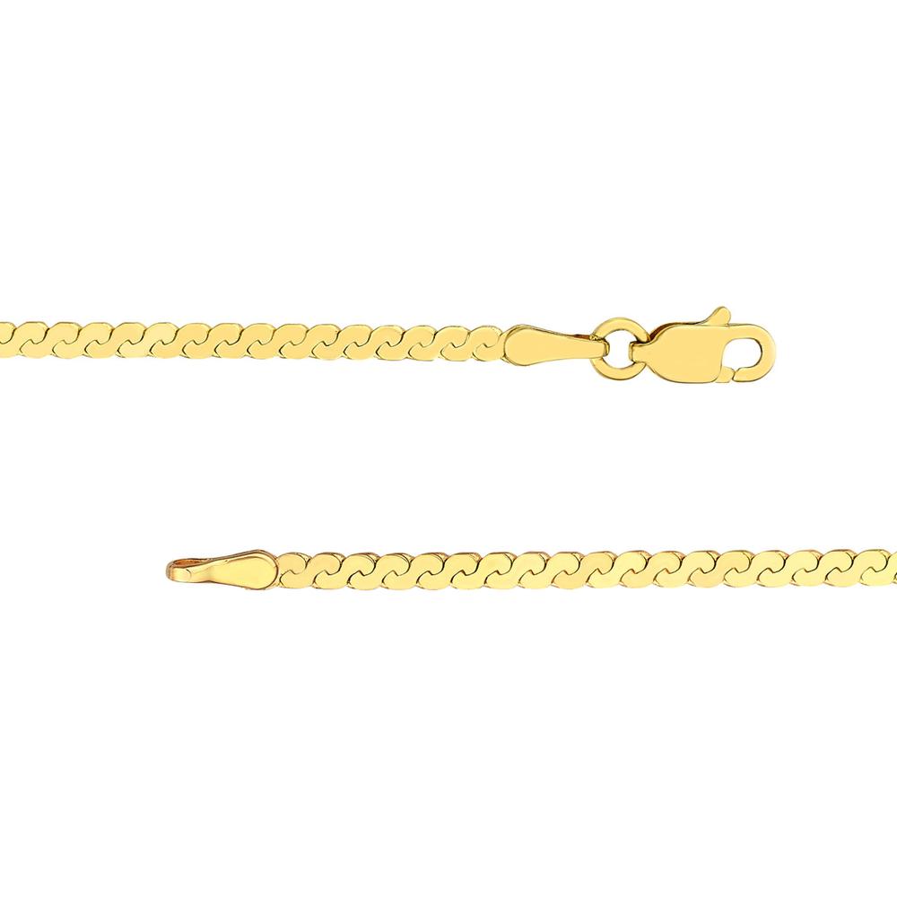 Olas d'Oro - 14K Yellow Gold Serpentine Chain Necklace - 16" with Lobster Clasp