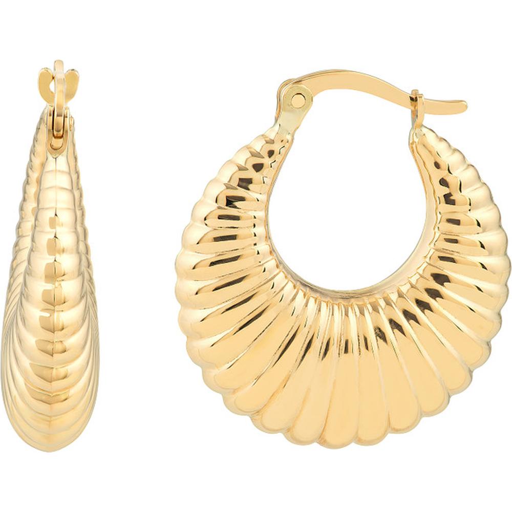 Olas d'Oro - 14K Yellow Gold Shrimp Hoop Earrings - 2.60 Grams Total Weight