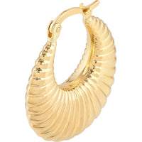 Olas d'Oro - 14K Yellow Gold Shrimp Hoop Earrings - 2.60 Grams Total Weight
