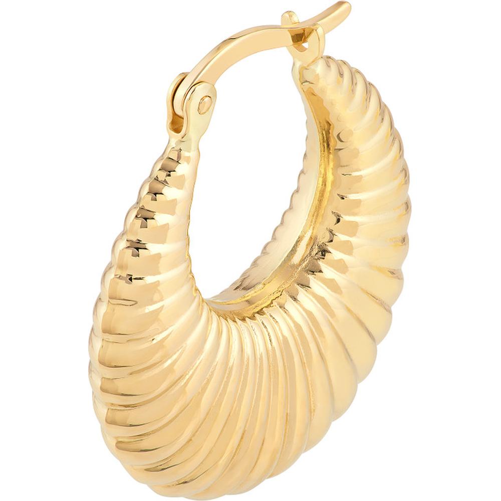 Olas d'Oro - 14K Yellow Gold Shrimp Hoop Earrings - 2.60 Grams Total Weight