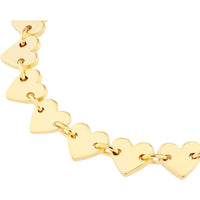 Olas d'Oro - 14K Yellow Gold Side by Side Heart Station Anklet - Adjustable 9-10 Inches