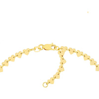 Olas d'Oro - 14K Yellow Gold Side by Side Heart Station Anklet - Adjustable 9-10 Inches