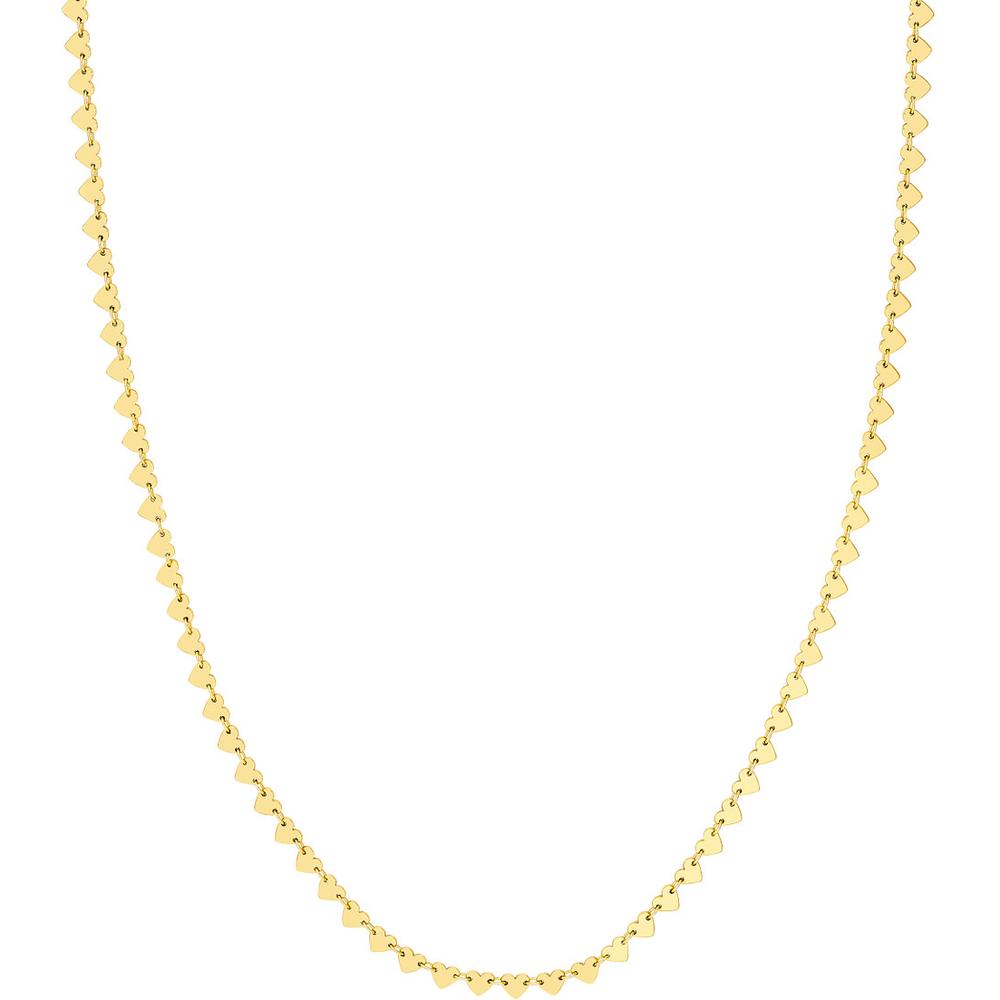 Olas d'Oro - 14K Yellow Gold Side by Side Heart Station Necklace - 7.16 Grams