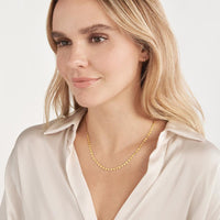 Olas d'Oro - 14K Yellow Gold Side by Side Heart Station Necklace - 7.16 Grams