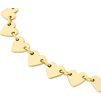 Olas d'Oro - 14K Yellow Gold Side by Side Heart Station Necklace - 7.16 Grams
