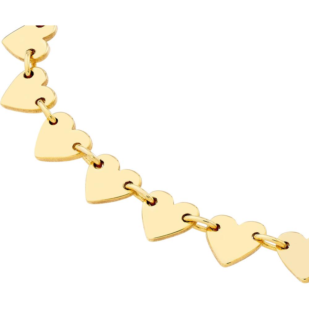 Olas d'Oro - 14K Yellow Gold Side by Side Heart Station Necklace - 7.16 Grams
