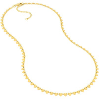 Olas d'Oro - 14K Yellow Gold Side by Side Heart Station Necklace - 7.16 Grams