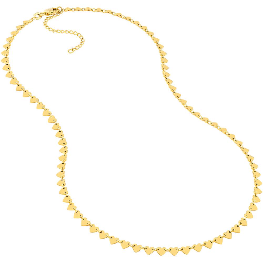 Olas d'Oro - 14K Yellow Gold Side by Side Heart Station Necklace - 7.16 Grams