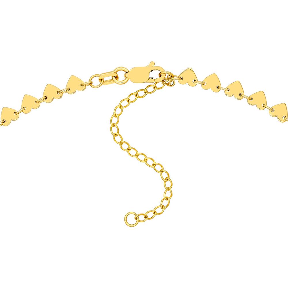 Olas d'Oro - 14K Yellow Gold Side by Side Heart Station Necklace - 7.16 Grams