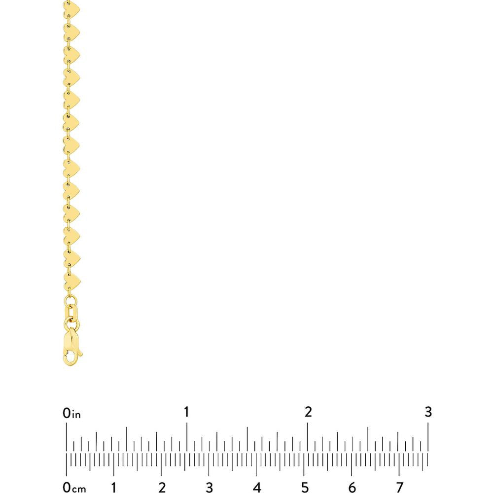 Olas d'Oro - 14K Yellow Gold Side by Side Heart Station Necklace - 7.16 Grams