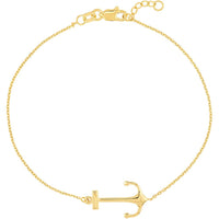 Olas d'Oro - 14K Yellow Gold Sideways Anchor Adjustable Bracelet 1.81 Grams Weight
