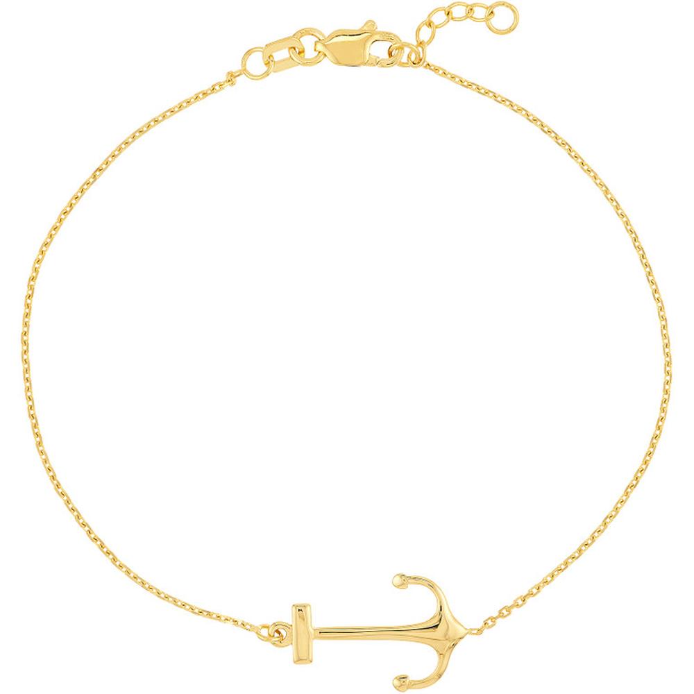 Olas d'Oro - 14K Yellow Gold Sideways Anchor Adjustable Bracelet 1.81 Grams Weight