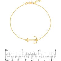 Olas d'Oro - 14K Yellow Gold Sideways Anchor Adjustable Bracelet 1.81 Grams Weight