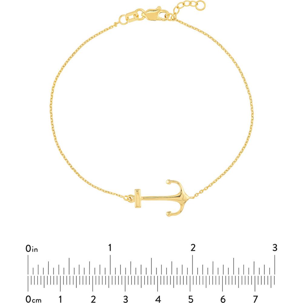 Olas d'Oro - 14K Yellow Gold Sideways Anchor Adjustable Bracelet 1.81 Grams Weight